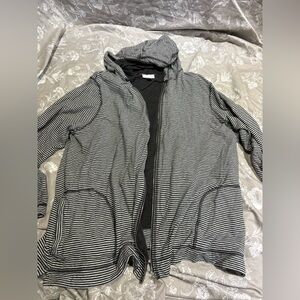 J. Jill black grey stripe zip hoodie cotton 2X